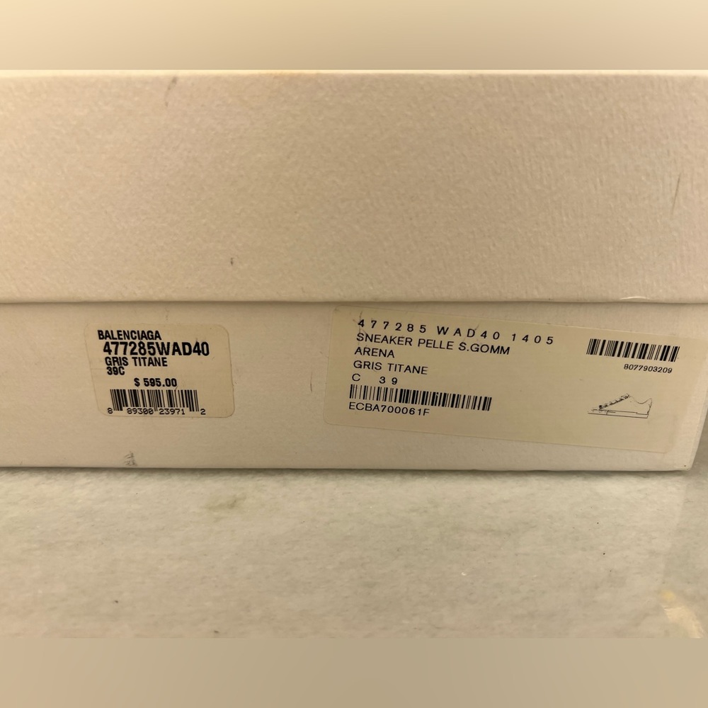 BALENCIAGA WOMENS SNEAKER PELLE ARENA GRIS TITANE TEAL SZ EU 39C - Picture 10 of 11